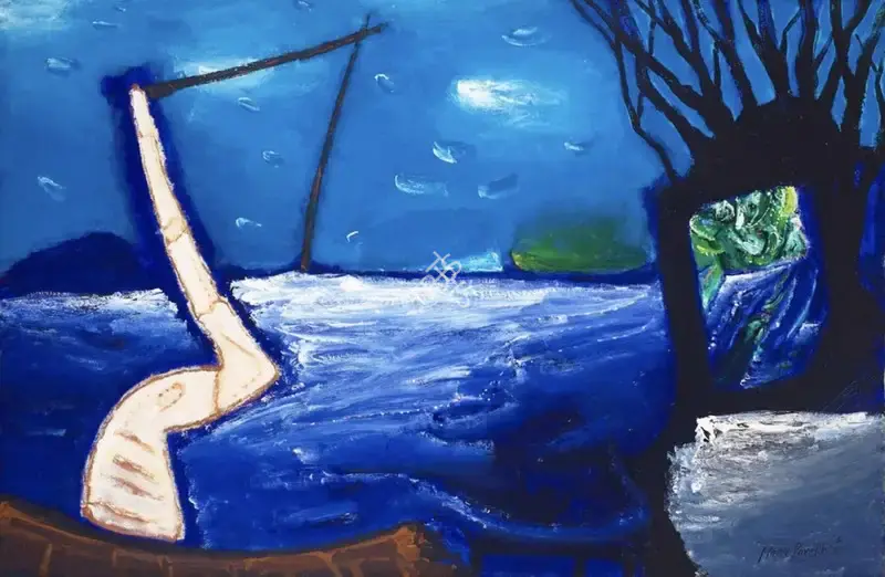 Manu Parekh (Artist), Riverscape (Ganga), 2004, Painting