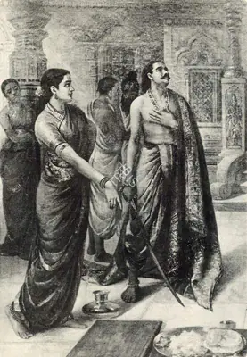 Raja Ravi Varma (Artist), Mohini and Rugmangoda, 1899, Painting