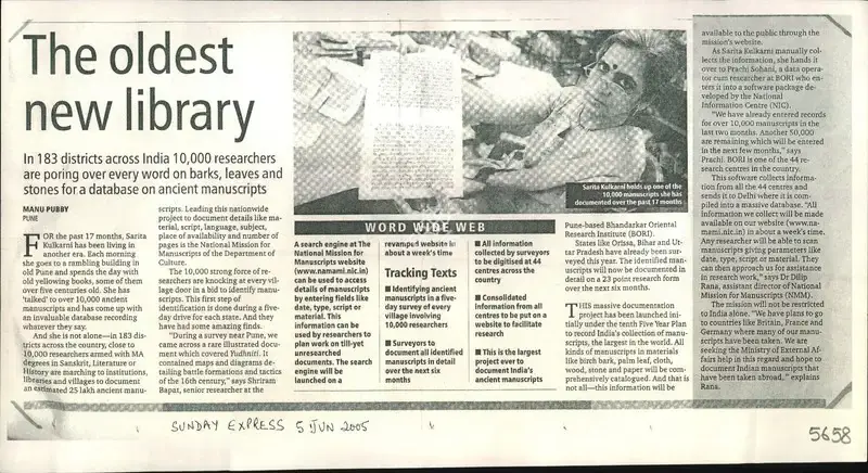 Manu Pubby (Reporter), The Oldest New Library, 2005, Newspaper Clipping