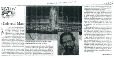 Kuhu Singh (Writer), Review Universal Man, 1998, Newspaper clipping