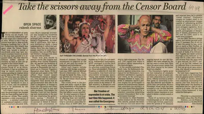 Rakesh Sharma (Reporter), Take the Scissors away from the Censor Board, 2005, Newspaper Clipping