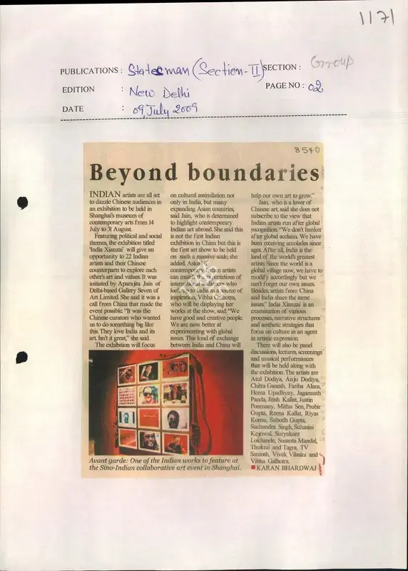 Karan Bhardwaj (Reporter), Beyond Boundaries, 2009, Newspaper Clipping