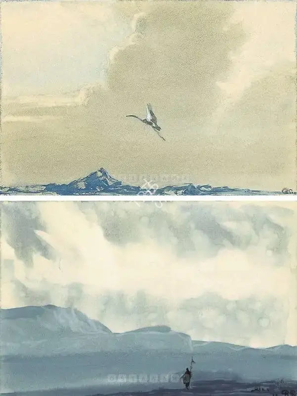 Sen, Bireshwar (Artist). The Blue Beyond, 1970 | Painting, Os.Mum/26.03.04, 2004 · Osian's