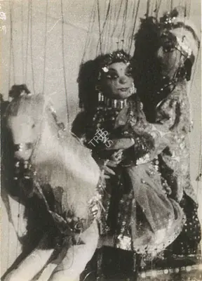 Chittaprosad (Artist), Prince and Princess riding on a horse, characters from Rupakatha, Puppet