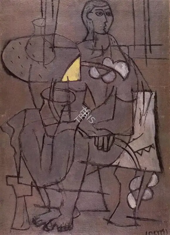 K.G. Subramanyan (Artist), Sitting Woman, 1951, Painting