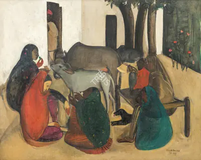 Amrita Sher-Gil (Artist), The Story Teller, 1937, Painting