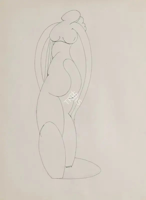 S.K. Bakre (Artist), Untitled (Study for Standing Nude), 1967, Drawing