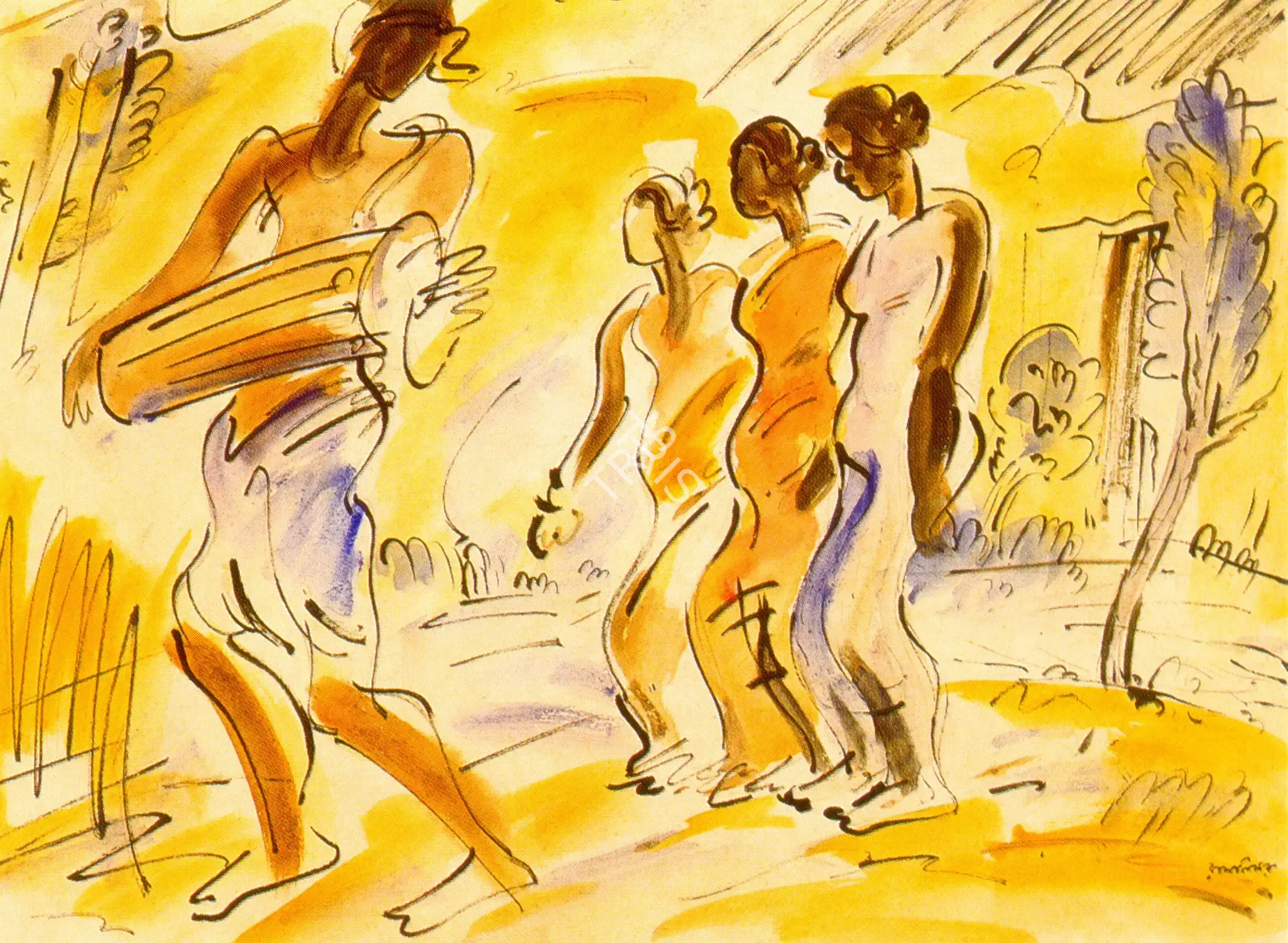 Baij, Ramkinkar (Artist). Santhal Dance, n.d. | Painting, So.NeY/16.09.99, 1999 · Sotheby's