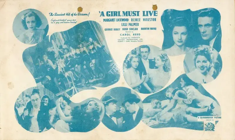 Carol Reed (Director), A Girl Must Live, 1939, Handbill
