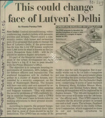 Vineeta Pandey (Reporter), This Could Change face of Lutyen's Delhi, 2004, Newspaper Clipping