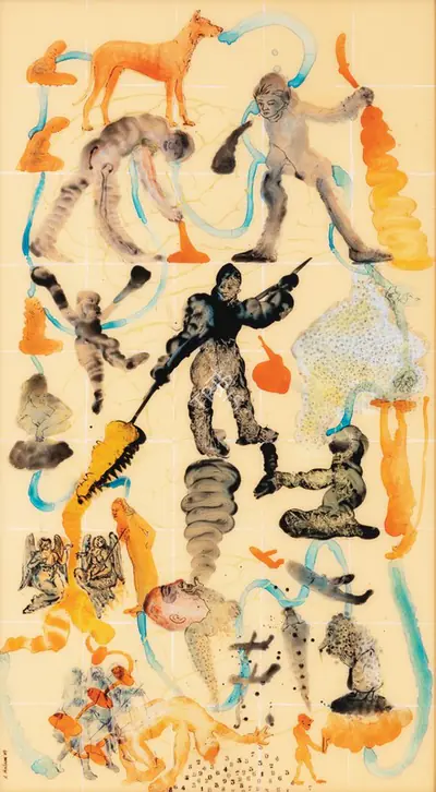 Nalini Malani (Artist), Hieroglyphs I (From Stories retold series), 2007, Painting