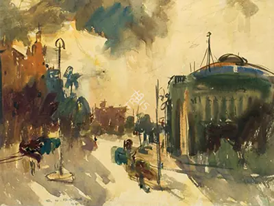 S.H. Raza (Artist), Sir Cowasji Jehangir Public Hall, Mumbai, 1945, Painting