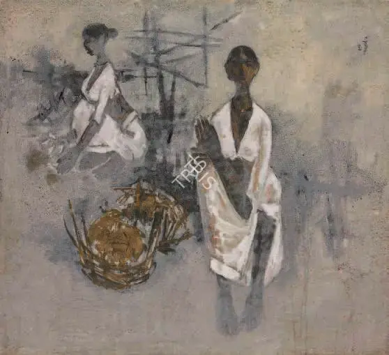B. Prabha (Artist), Untitled (Girl with Basket), 1963, Painting