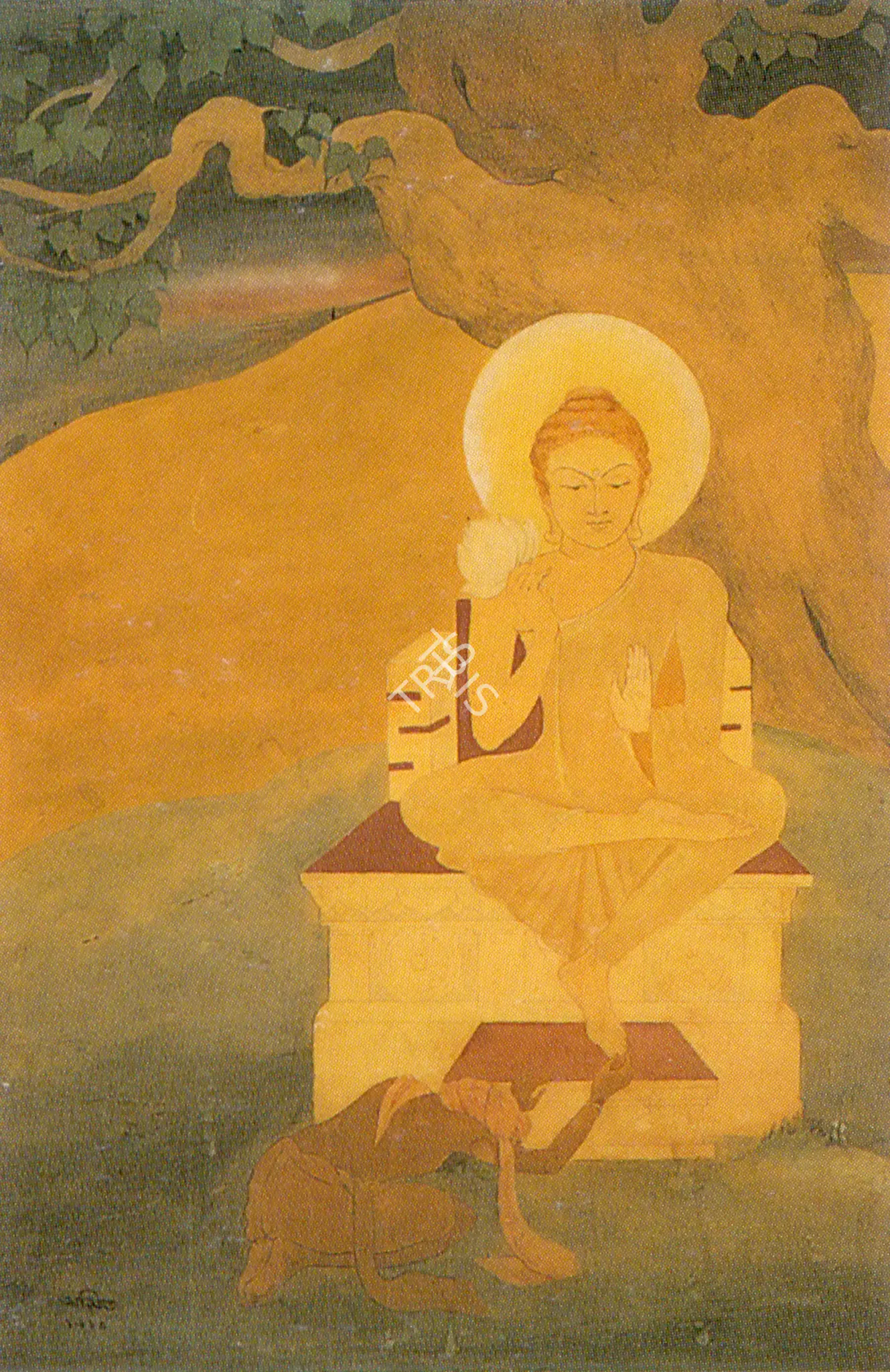 A.K. Haldar (Artist), Buddha, 1910, Painting