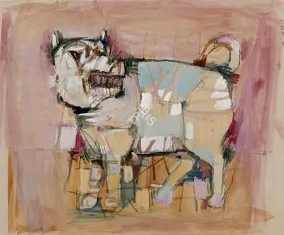 K.G. Subramanyan (Artist), Dog, 1956, Painting