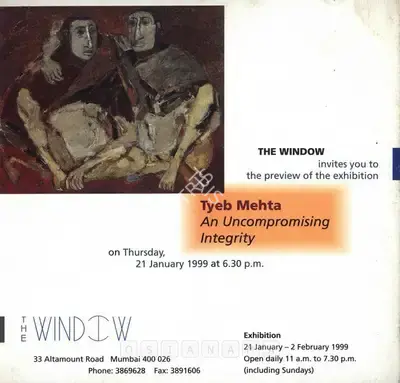 Tyeb Mehta (Artist), Tyeb Mehta"an Uncompromising Integrity, 1999, Solo Exhibition Invitation