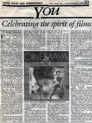 Anshu Khanna (Reporter), Celebrating the spirit of films, 1998, Newspaper Clipping