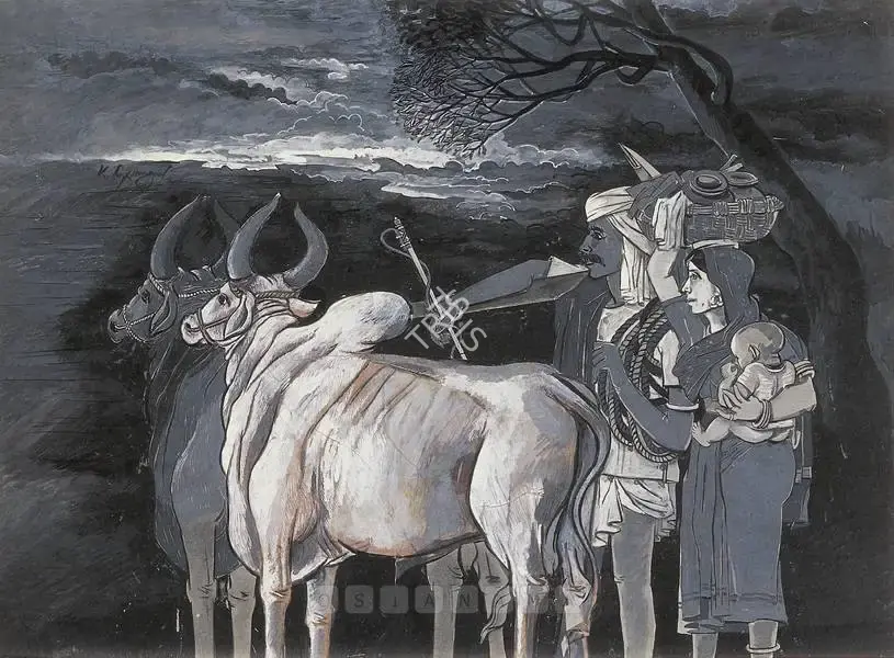 K. Laxma Goud (Artist), Family, 1971, Painting