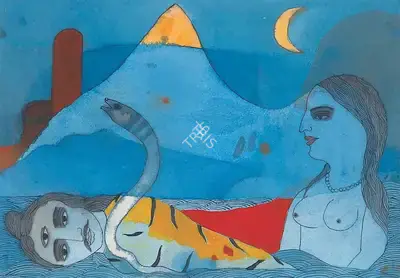 Badri Narayan (Artist), Shiva and Parvati, 2001, Painting