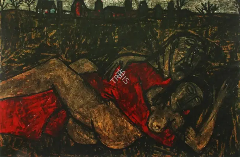F.N. Souza (Artist), Lovers, 1955, Painting