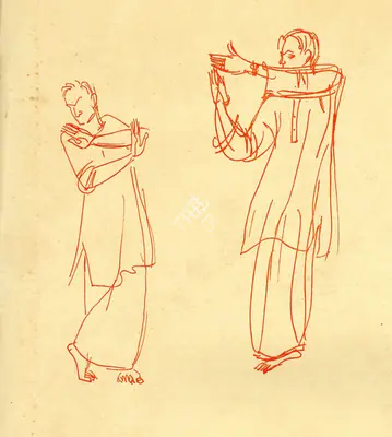 Shiavax Chavda (Artist), Amad by Lachhu Maharaj, Sketch