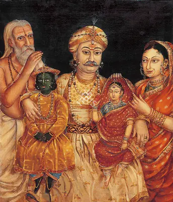 Anonymous (Artist), Ram, Sita, Dashrath, Kausalya & Vashishth, 1911, Painting