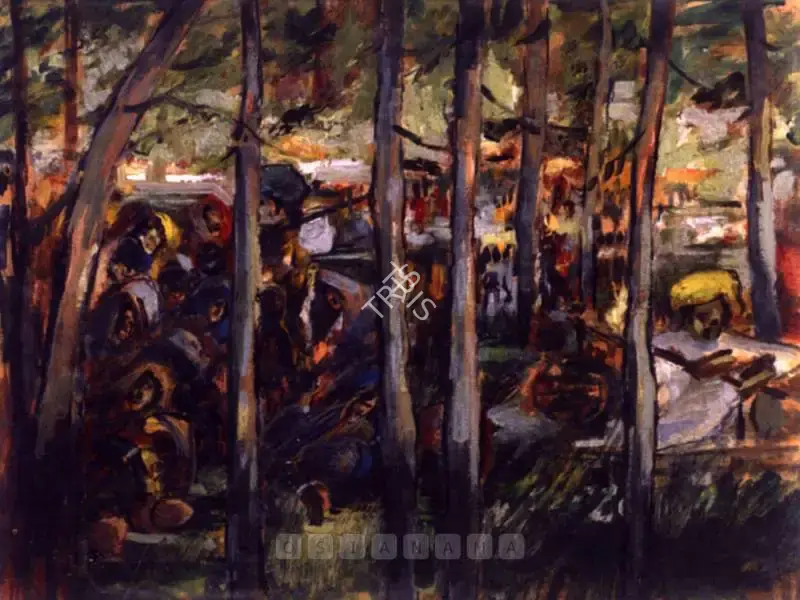 Sailoz Mookherjea (Artist), Hill Fair, 1945, Painting