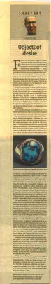 Kishore Singh (Writer), Objects of Desire, 2012, Newspaper Clipping