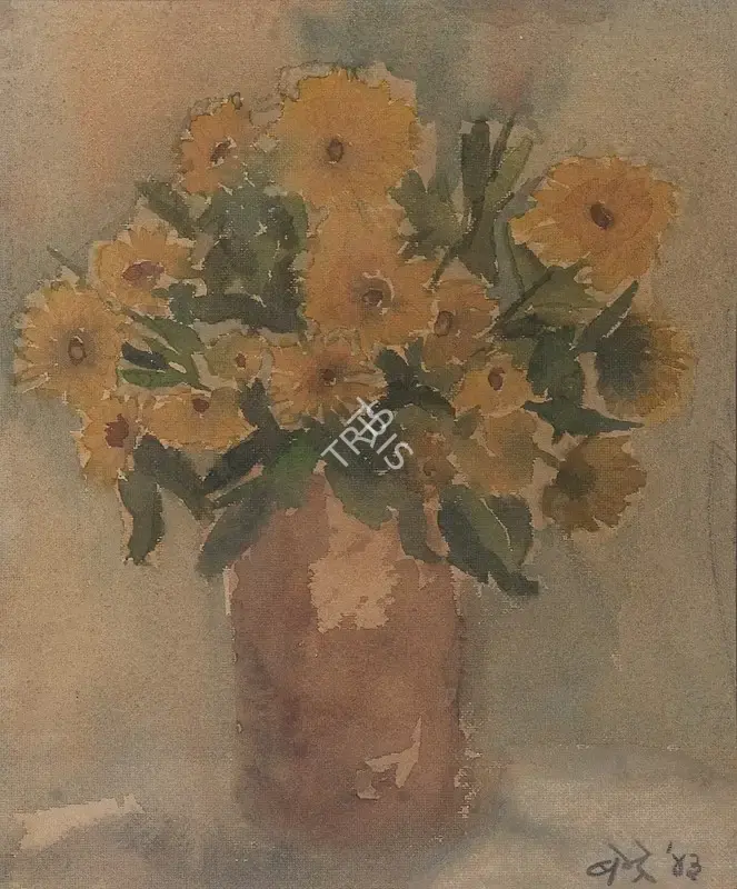 N.S. Bendre (Artist), Flowers, 1943, Painting