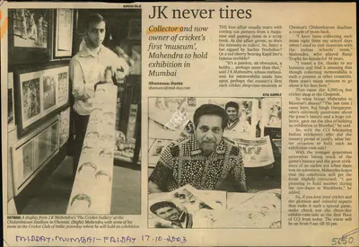Shantanu Datta (Reporter), JK Never Tires, 2003, Newspaper Clipping