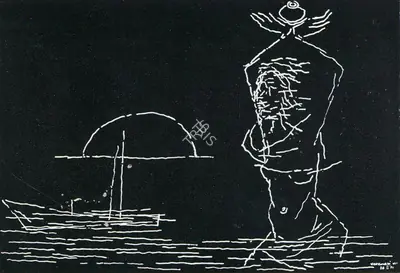 M.F. Husain (Artist), Varanasi, 1973, Drawing