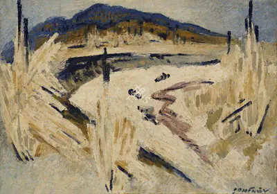 Baij, Ramkinkar (Artist). River Kopai, 1946 | Painting, AG.Onl/28.12.21, 2021 · Asta Guru