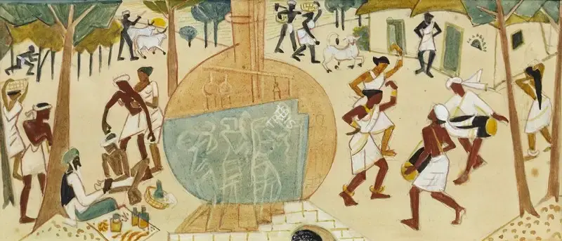 K.K. Hebbar (Artist), Untitled (Study for CIBA Mural), 1957, Painting