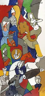 Husain, M.F. (Artist). British Raj Procession, 1999 | Painting, AG.Mum/22.12.18, 2018 · Asta Guru