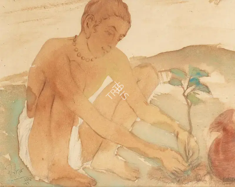 Mukul Dey (Artist), Kalika, 1943, Painting