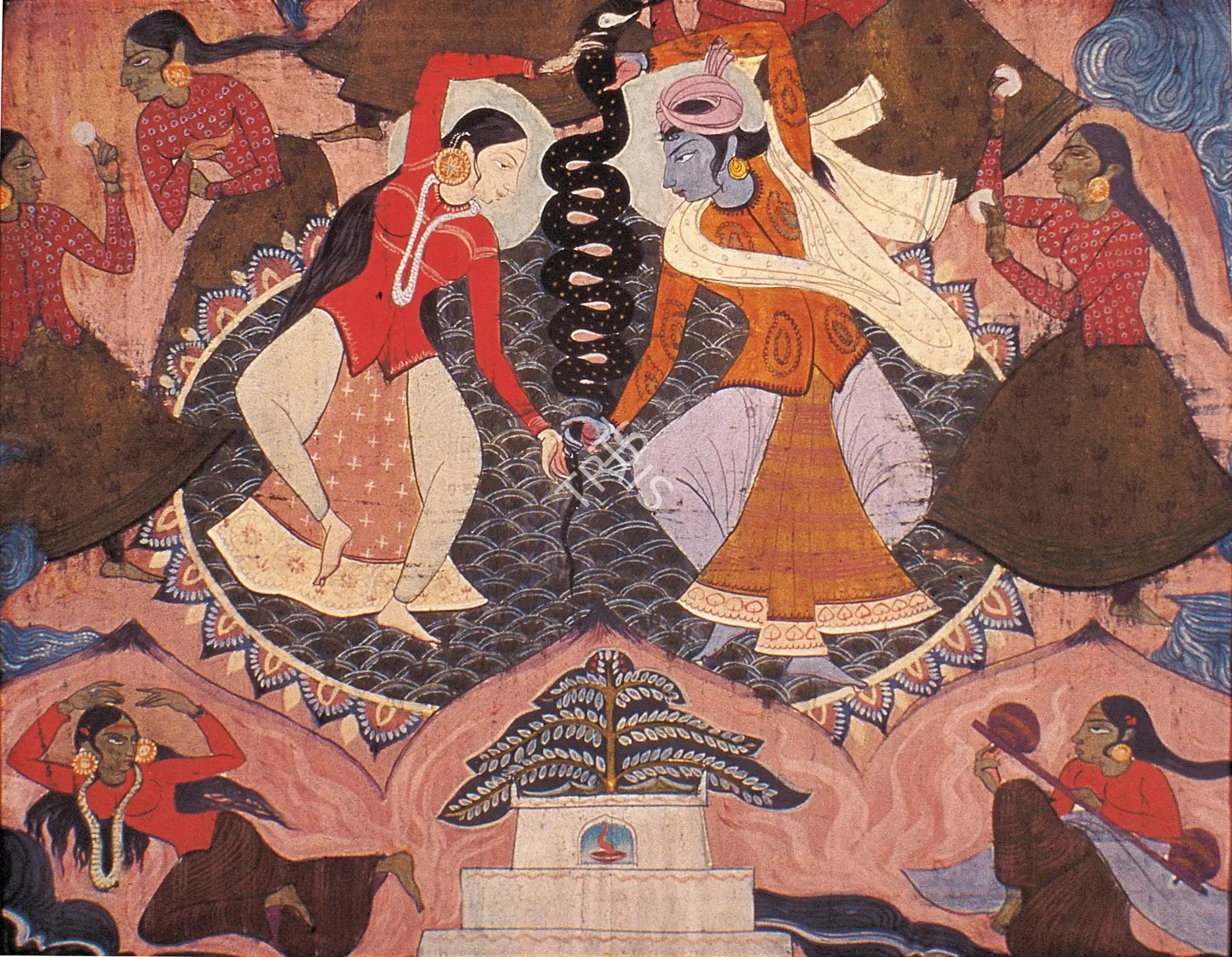 Shankar Palsikar (Artist), Dancers With Snake, 1952, Painting
