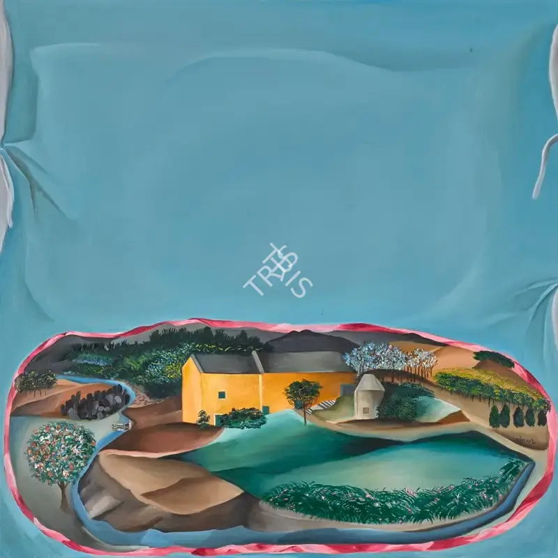 Khakhar, Bhupen (Artist). Howard Hodgkin's House on Hand Painted on Cushion, 1979 | Painting, So.Lon/25.10.17, 2017 · Sotheby's