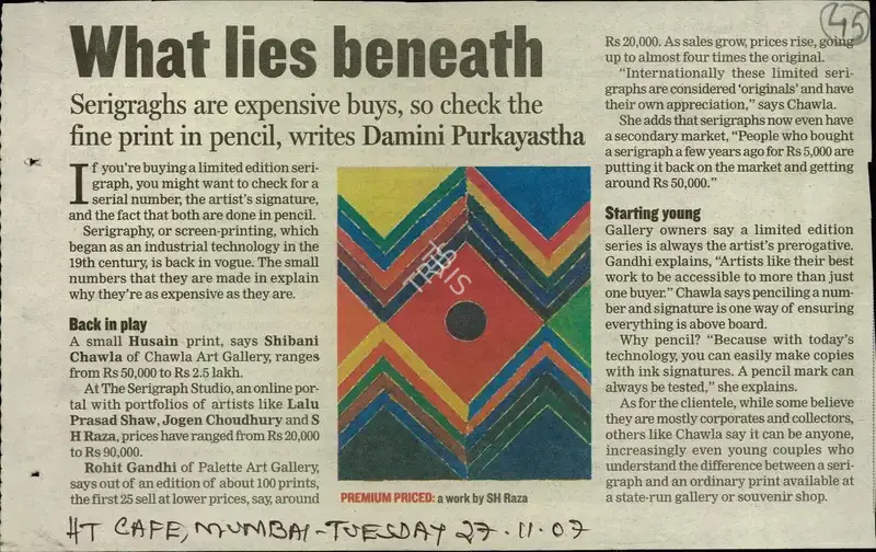 Damini Purkayastha (Reporter), What Lies Beneath, 2007, Newspaper Clipping