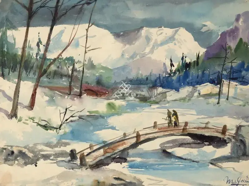 M.S. Joshi (Artist), Bridge in Forest, Painting