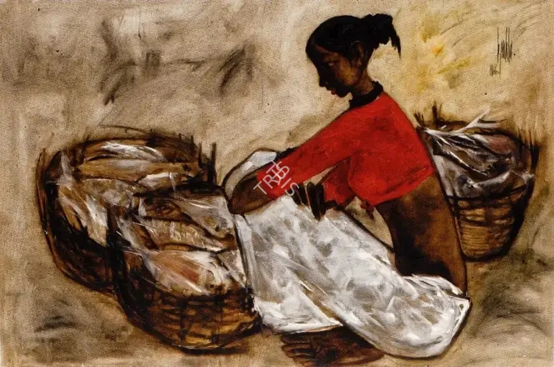 B. Prabha (Artist), Fishergirl, 1966, Painting