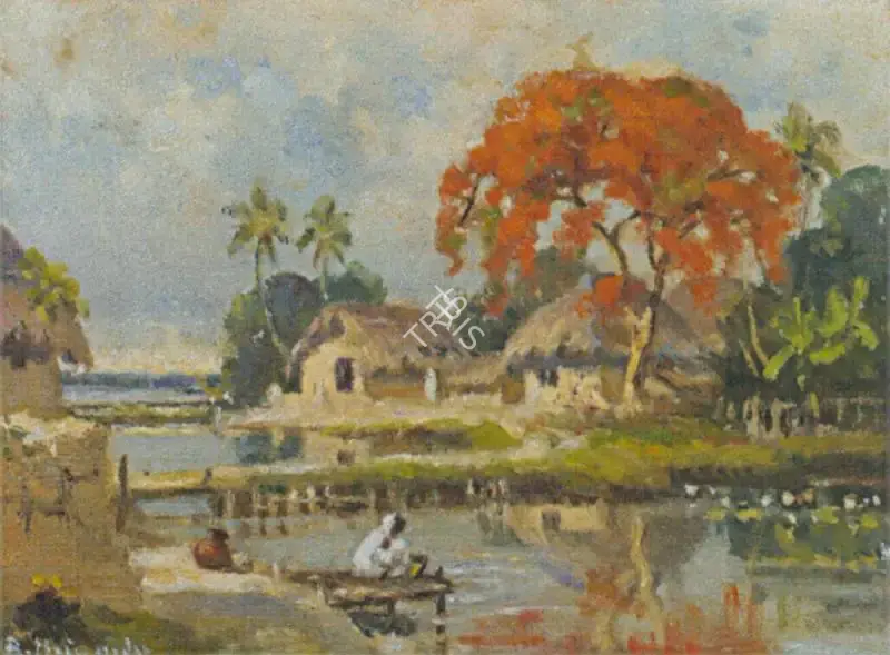 B. Majumdar (Artist), River Landscape, Painting