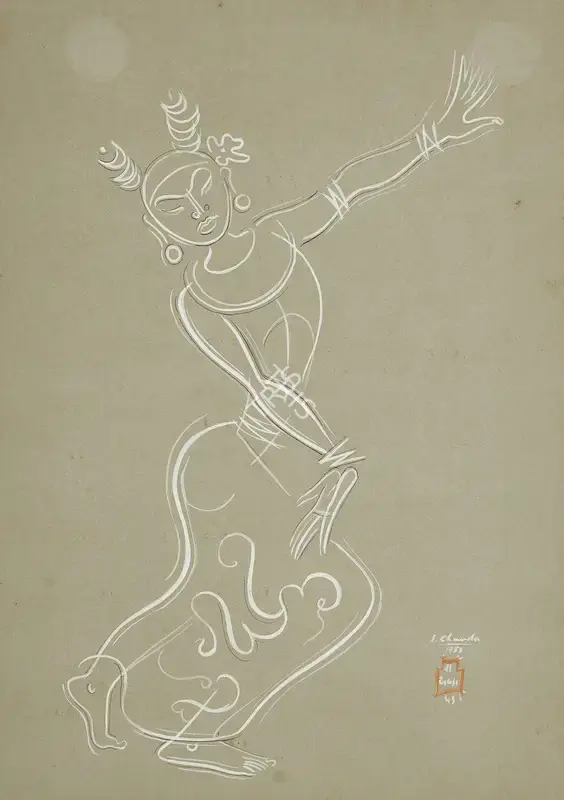 Shiavax Chavda (Artist), Dancer, 1953, Painting