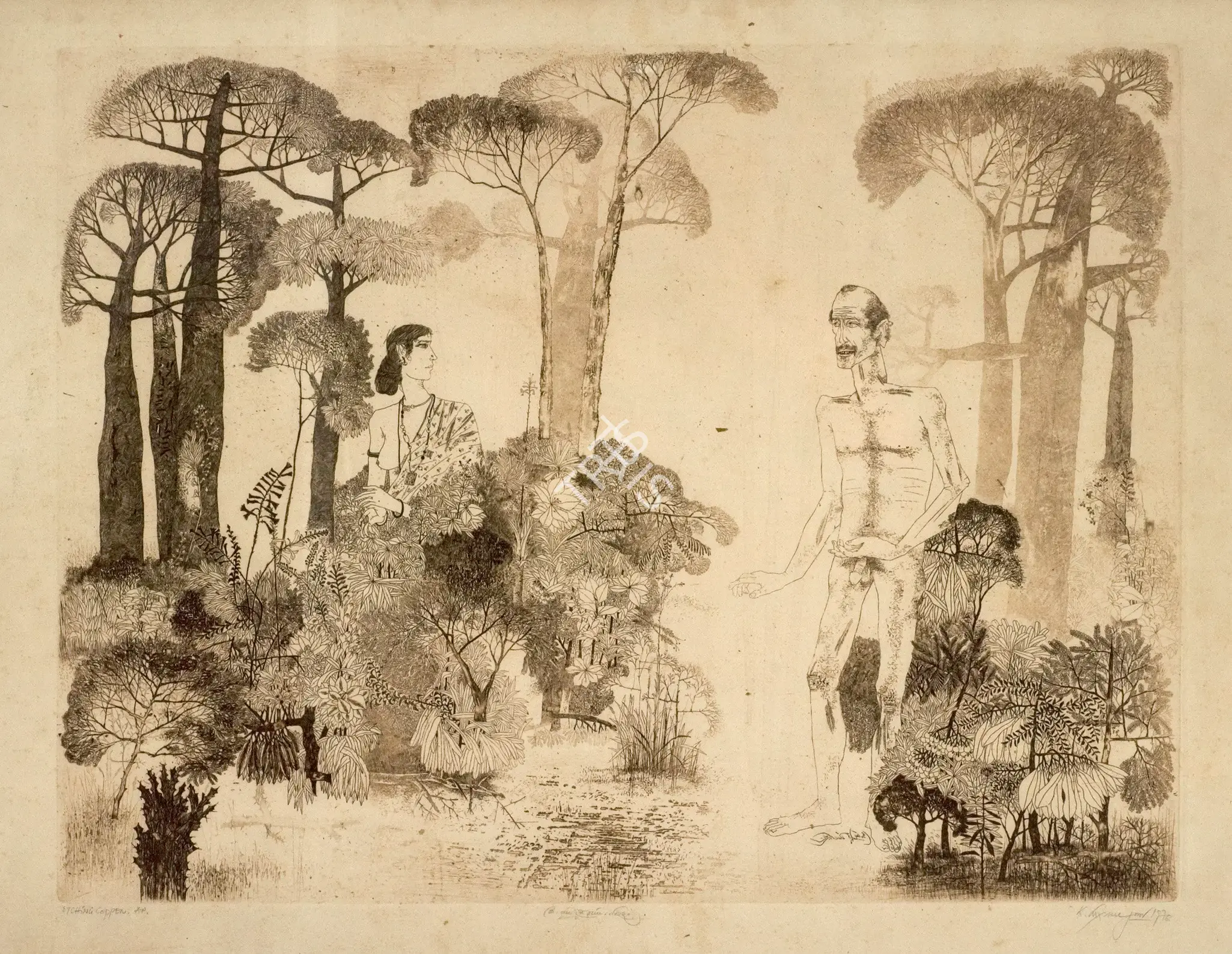 K. Laxma Goud (Artist), The Forest Series, 1976, Graphic Art
