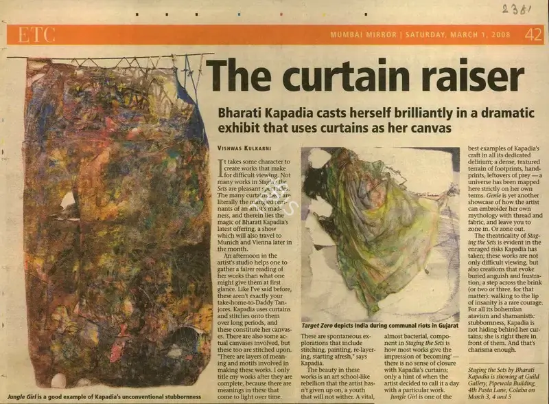 Vishwas Kulkarni (Reporter), The Curtain Raiser, 2008, Newspaper Clipping