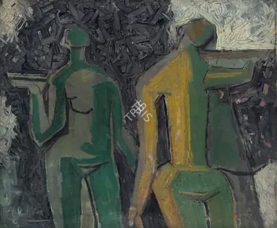 K.S. Kulkarni (Artist), Temple Girls, Painting