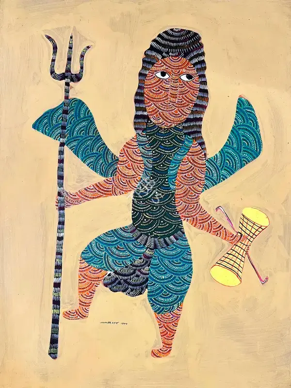 Jangarh Singh Shyam (Artist), Shivji, 1994, Painting