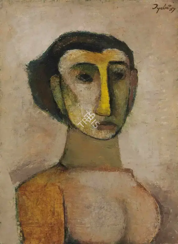 Tyeb Mehta (Artist), Girl in Love, 1957, Painting