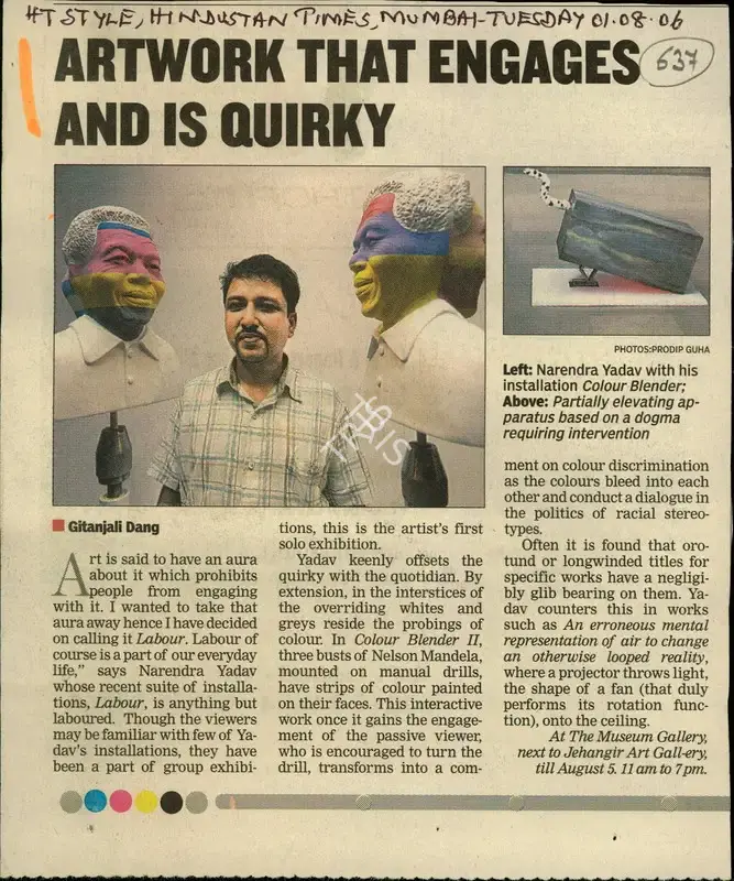 Gitanjali Dang (Reporter), Artwork that Engages and is Quirky, 2006, Newspaper Clipping
