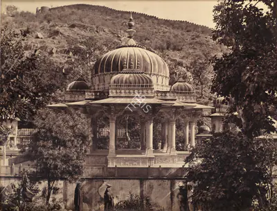 Lala Deen Dayal (Photographer), Views of Gaitore showing several Chhatris, Antiquarian Photograph