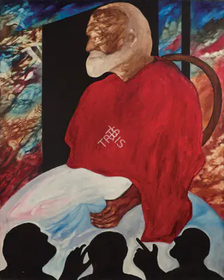 Altaf (Artist), Portrait Of A Poet - Philosopher, Reconciled With His Life And Struggles And The Mediocrity Around Him!, 1998, Painting